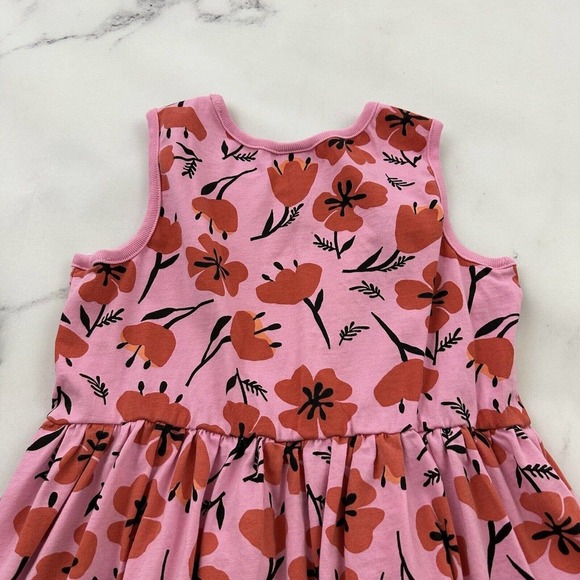 Hanna Andersson Girls Fit and Flare Dress Size 140 10 Pink Orange Floral Cotton - Picture 7 of 8